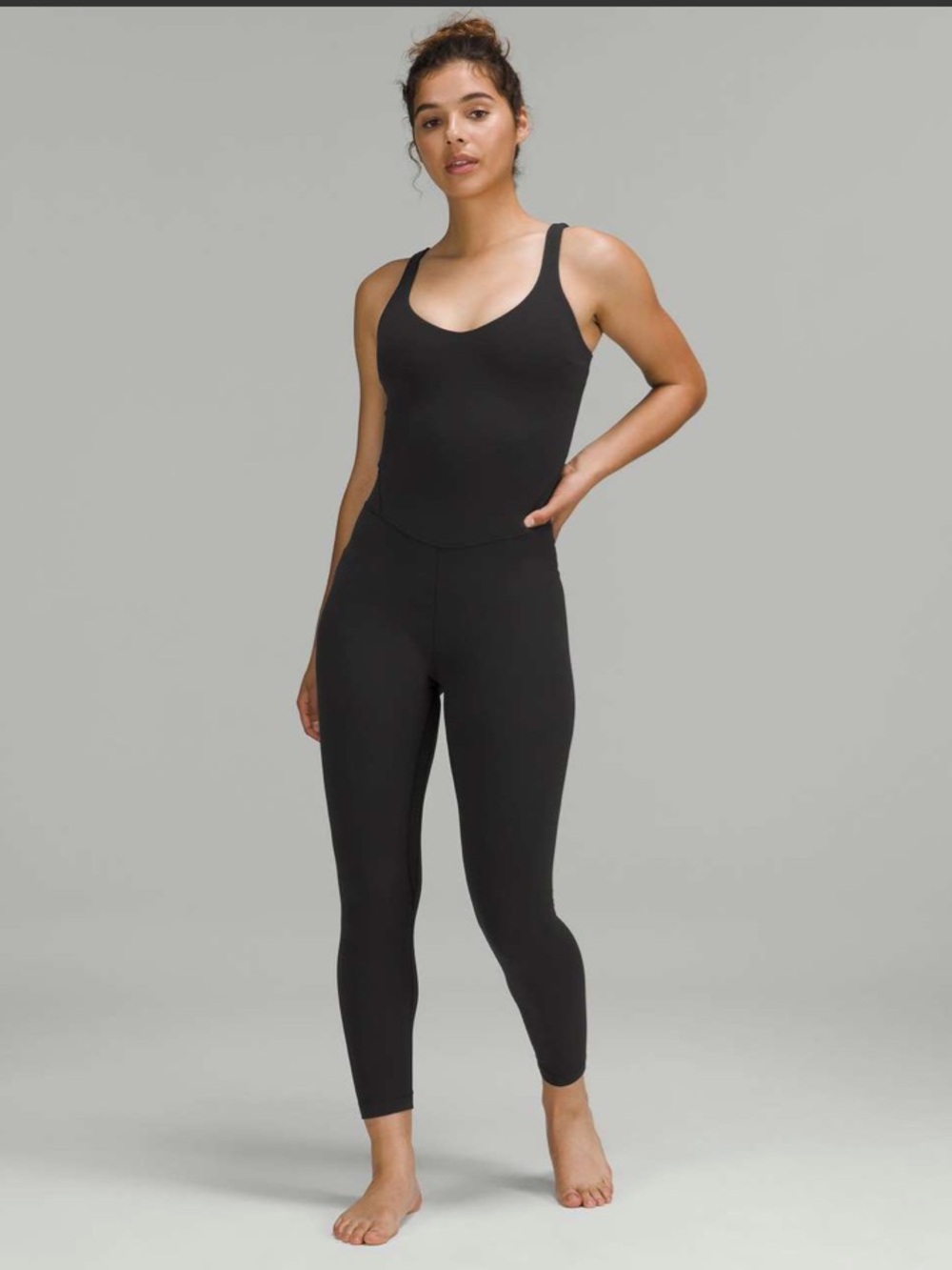 Lululemon Align 25” Bodysuit Black Nulu Yoga Jumpsuit Buttery Soft Athleisure
